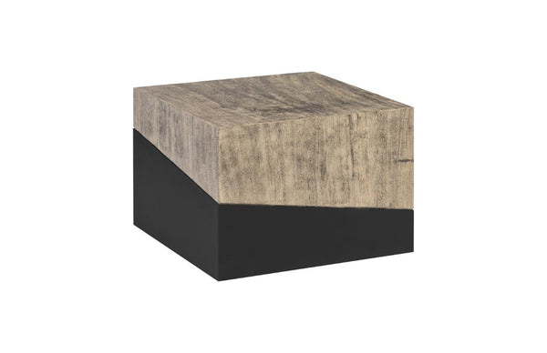 Phillips Collection Geometry Sculptural Wood Coffee Table with Angled Top and Two-Tone Black Grain Finish TH97555