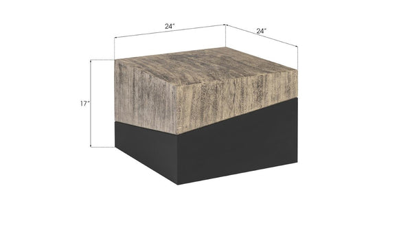 Phillips Collection Geometry Sculptural Wood Coffee Table with Angled Top and Two-Tone Black Grain Finish TH97555
