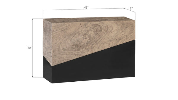 Phillips Collection Geometry Console Table - Modern Organic Design with Black Accents and Natural Woodgrain for Any Space Gray Stone TH97556