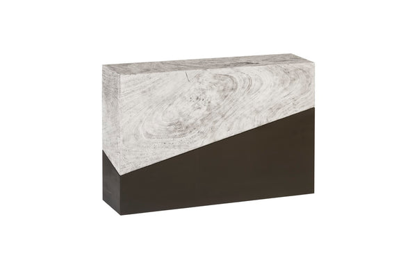 Phillips Collection Geometry Console Table - Modern Organic Design with Black Accents and Natural Woodgrain for Any Space Gray Stone TH97556