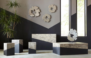 Phillips Collection Geometry Sculptural Console Table Solid Wood Grain Black Base Entryway Accent TH97556