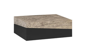 Phillips Collection Geometry Solid Wood Rectangular Coffee Table with Gray Stone Finish for Modern Living TH97558