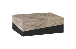 Phillips Collection Geometry Solid Wood Rectangular Coffee Table with Gray Stone Finish for Modern Living TH97558