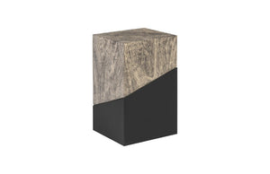 Phillips Collection Geometry Angular Wood Side Table Two Tone Black Grain Sculptural Modern Accent 14 L x 14 W x 24 H TH97559