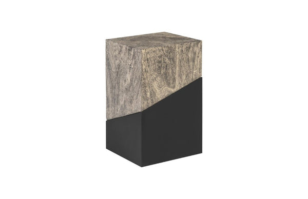 Phillips Collection Geometry Angular Wood Side Table Two Tone Black Grain Sculptural Modern Accent 14 L x 14 W x 24 H TH97559