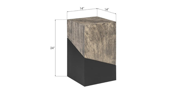 Phillips Collection Geometry Angular Wood Side Table Two Tone Black Grain Sculptural Modern Accent 14 L x 14 W x 24 H TH97559