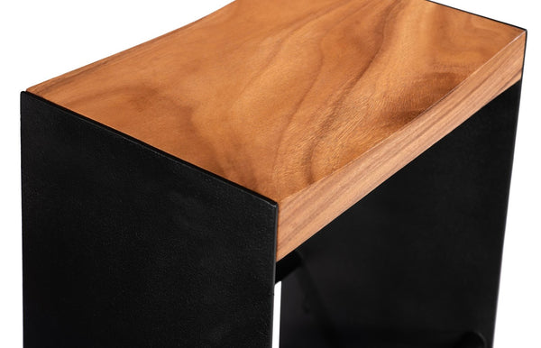 Phillips Collection Iron Frame Counter Stool - Modern Organic Design with Solid Wood Seat & Sturdy Metal Frame TH97640