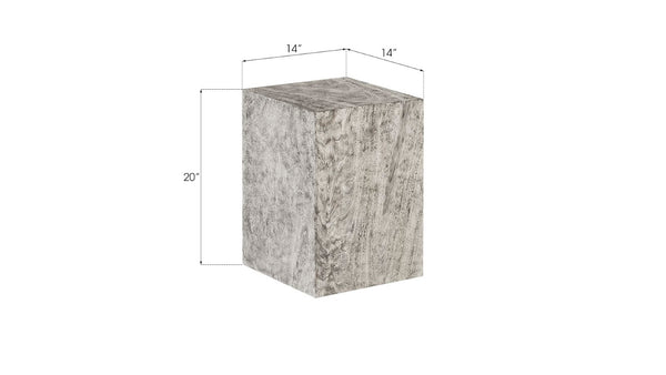 Phillips Collection Rectangular Pedestal - Handcrafted Reclaimed Chamcha Wood Accent for Modern and Rustic Interiors Small, Gray Stone TH97656