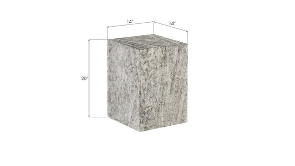 Phillips Collection Rectangular Reclaimed Chamcha Wood Pedestal Gray Stone Finish Organic Modern Plant Stand TH97656