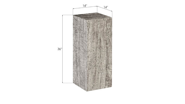 Phillips Collection Rectangular Pedestal - Handcrafted Reclaimed Chamcha Wood Accent for Modern and Rustic Interiors Medium, Gray Stone TH97657