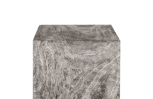 Phillips Collection Rectangular Pedestal - Handcrafted Reclaimed Chamcha Wood Accent for Modern and Rustic Interiors Large, Gray Stone TH97658