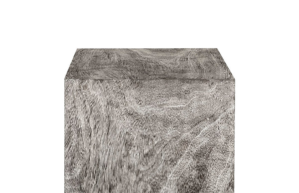 Phillips Collection Rectangular Pedestal - Handcrafted Reclaimed Chamcha Wood Accent for Modern and Rustic Interiors Large, Gray Stone TH97658