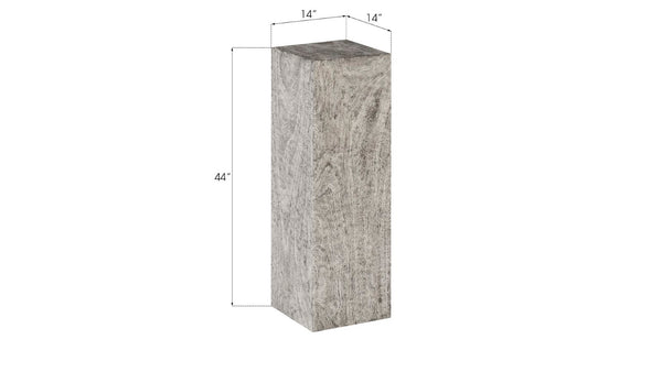 Phillips Collection Rectangular Pedestal - Handcrafted Reclaimed Chamcha Wood Accent for Modern and Rustic Interiors Large, Gray Stone TH97658