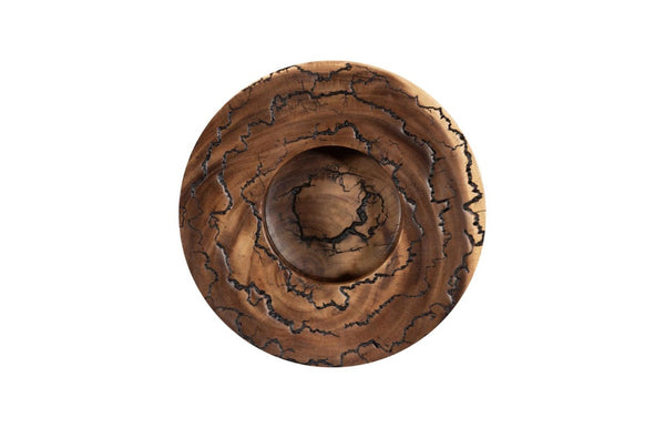 Phillips Collection Lightning Bowl Sculptural Mango Wood Centerpiece with Unique Electrode Burn Art Pattern TH97691