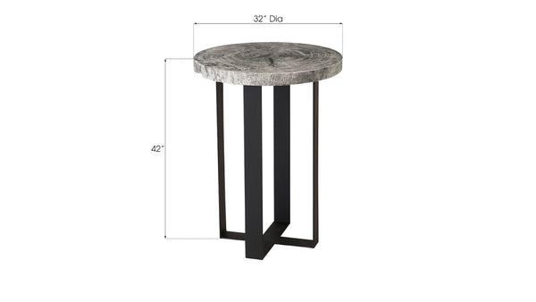 Phillips Collection Chuleta Bar Table - Reclaimed Wood Meets Modern Design on Sturdy Black Metal Base for Stylish Spaces Chamcha Wood, Gray Stone TH97701