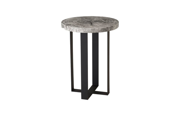 Phillips Collection Chuleta Bar Table - Reclaimed Wood Meets Modern Design on Sturdy Black Metal Base for Stylish Spaces Chamcha Wood, Gray Stone TH97701