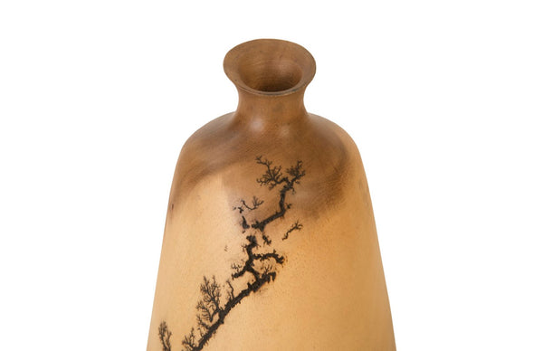Phillips Collection Lightning Urn Vase - Stunning Artisanal Design With Unique Fractal Patterns For Modern Interiors Brown Wood ,Mango Th97705