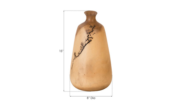 Phillips Collection Lightning Urn Vase - Stunning Artisanal Design With Unique Fractal Patterns For Modern Interiors Brown Wood ,Mango Th97705