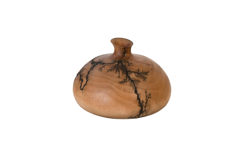 Phillips Collection Lightning Vase - Handcrafted Artisan Décor with Unique Fractal Patterns for Modern Interiors Mango Wood, Short TH97707