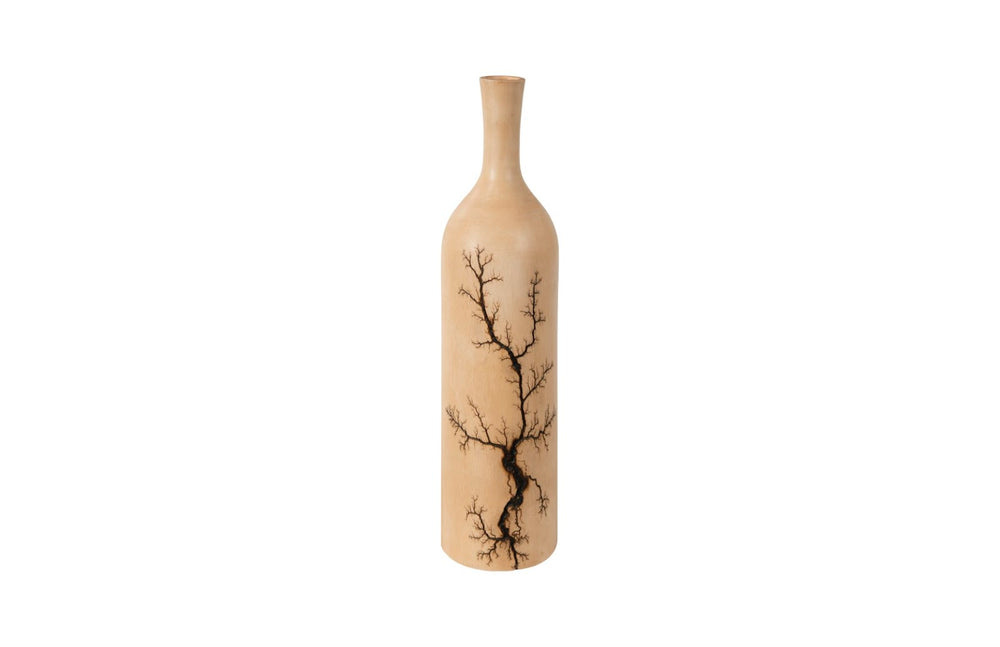 Phillips Collection Lightning Tapered Bottle In Mango Wood - Stunning Organic Decor With Unique Fractal Design Brown Wood ,Mango Th97709