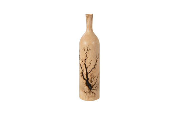Phillips Collection Lightning Tapered Bottle In Mango Wood - Stunning Organic Decor With Unique Fractal Design Brown Wood ,Mango Th97709
