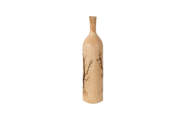 Phillips Collection Lightning Tapered Bottle In Mango Wood - Stunning Organic Decor With Unique Fractal Design Brown Wood ,Mango Th97709