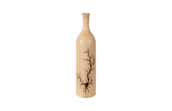 Phillips Collection Lightning Tapered Bottle In Mango Wood - Stunning Organic Decor With Unique Fractal Design Brown Wood ,Mango Th97709
