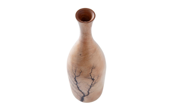Phillips Collection Lightning Decorative Bottle - Handcrafted Mango Wood with Unique Lightning-Burn Design for Modern Elegance Mango Wood, Curved Neck TH97710
