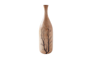 Phillips Collection Lightning Decorative Bottle - Handcrafted Mango Wood with Unique Lightning-Burn Design for Modern Elegance Mango Wood, Curved Neck TH97710