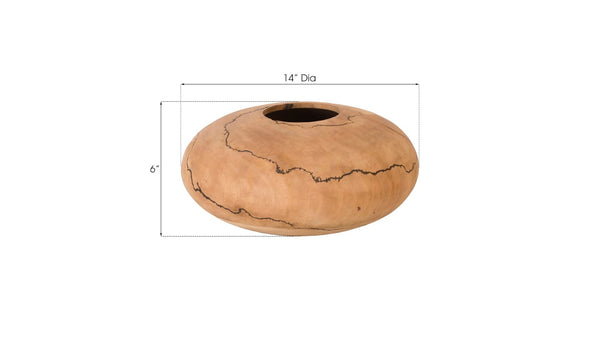 Phillips Collection Lightning Vase - Handcrafted Artisan Décor with Unique Fractal Patterns for Modern Interiors Mango Wood, Low 13"-14"Dia TH97711