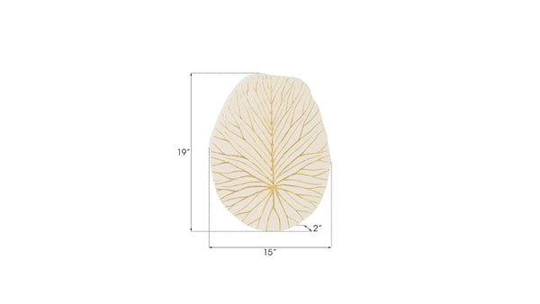 Phillips Collection Rivulet Chamcha Wood Wall Tile Handcrafted Organic Relief Art for Modern Interiors White, Gold TH97716