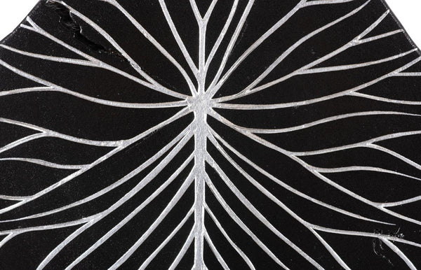 Phillips Collection Rivulet Chamcha Wood Wall Tile Handcrafted Organic Relief Art for Modern Interiors Black, Silver TH97717