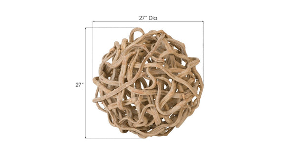 Phillips Collection Vine Large Decorative Ball - Handcrafted Wooden Sphere for Modern Organic Interiors & Centerpieces 27" Diameter TH97923