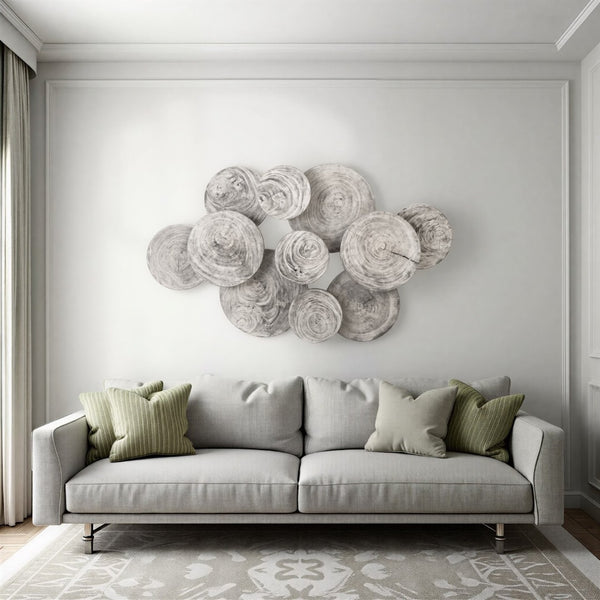 Phillips Collection Clouds Wall Art - Serene Sculptural Decor with Textured Depth for Modern Interior Spaces Gray Stone TH97956