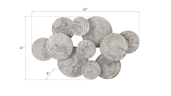 Phillips Collection Clouds Wall Art - Serene Sculptural Decor with Textured Depth for Modern Interior Spaces Gray Stone TH97956