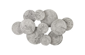 Phillips Collection Clouds Sculptural Mango Wood Wall Art with Layered Rings and Gray Stone Finish TH97956