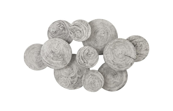Phillips Collection Clouds Sculptural Mango Wood Wall Art with Layered Rings and Gray Stone Finish TH97956