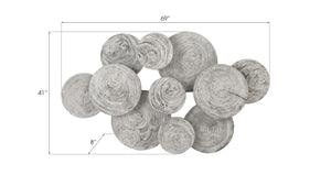 Phillips Collection Clouds Sculptural Mango Wood Wall Art with Layered Rings and Gray Stone Finish TH97956