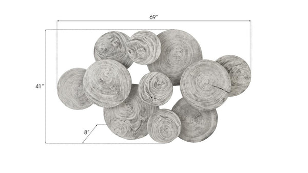 Phillips Collection Clouds Sculptural Mango Wood Wall Art with Layered Rings and Gray Stone Finish TH97956