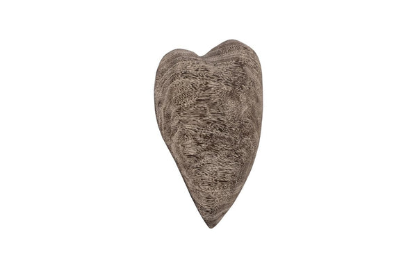 Phillips Collection Heart Shaped Chamcha Wood Wall Tile with Gray Stone Finish for Modern Organic Decor TH99500