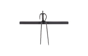 Phillips Collection Moveable Man on Shelf: Abstract Bronze Figure with Modern Black Wood Shelf for Stylish Decor Sitting, B TH99992