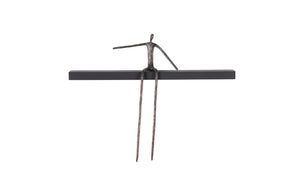 Phillips Collection Moveable Man on Shelf: Abstract Bronze Figure with Modern Black Wood Shelf for Stylish Decor Sitting, C TH99993