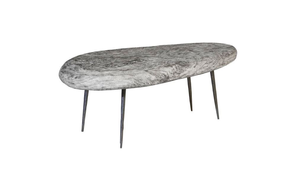 Phillips Collection Skipping Stone Medium Gray Coffee Table With Unique Reclaimed Wood Top And Sleek Forged Legs Gray,Black Wood ,Chamcha Wood Th99997