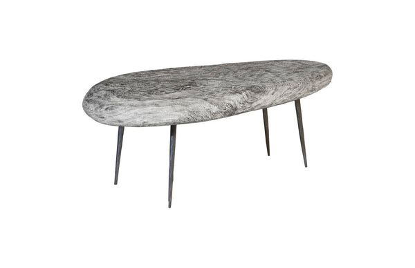 Phillips Collection Skipping Stone Medium Gray Coffee Table With Unique Reclaimed Wood Top And Sleek Forged Legs Gray,Black Wood ,Chamcha Wood Th99997