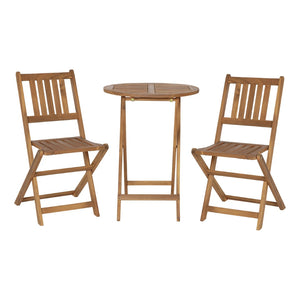English Elm Martindale 3-Piece Folding Bistro Set – Stylish Acacia Wood Table & Chairs for Indoor/Outdoor Use THB-S4460-NAT-GG