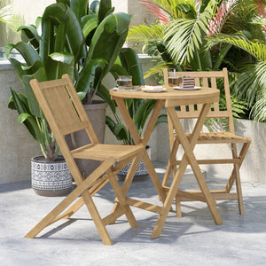 English Elm Martindale 3-Piece Folding Bistro Set – Stylish Acacia Wood Table & Chairs for Indoor/Outdoor Use THB-S4460-NAT-GG