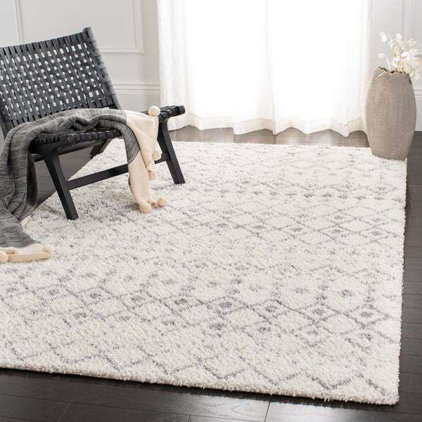 Safavieh Tahoe Shag Area Rug - Luxurious White & Grey 6'7"X8'7" Plush Design For Modern Home Décor White ,Grey 60% Polypropylene,Jute 40% Tho616c-6