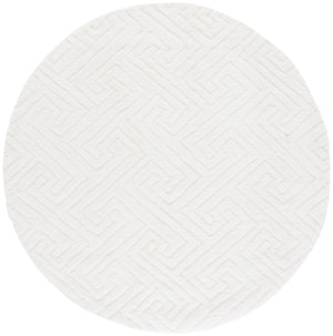 Safavieh Tahoe Luxurious Round Area Rug - Plush Power-loomed Geometric Design For Modern Elegance White 60% Polypropylene,Jute 40% Tho652a-3sq