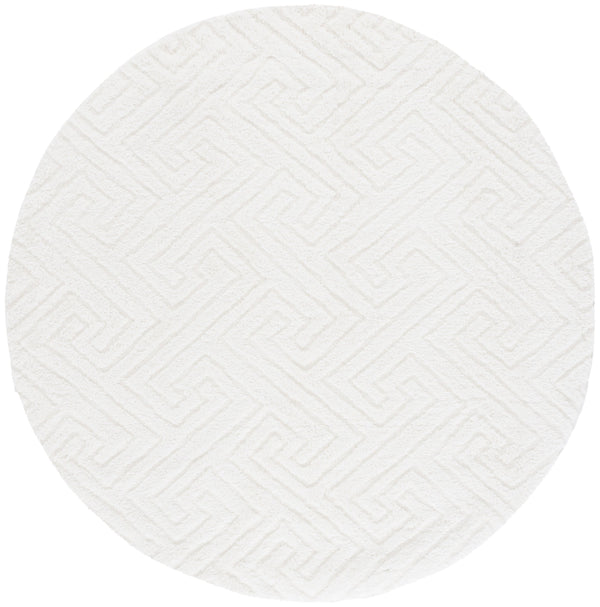 Safavieh Tahoe Luxurious Round Area Rug - Plush Power-loomed Geometric Design For Modern Elegance White 60% Polypropylene,Jute 40% Tho652a-3sq