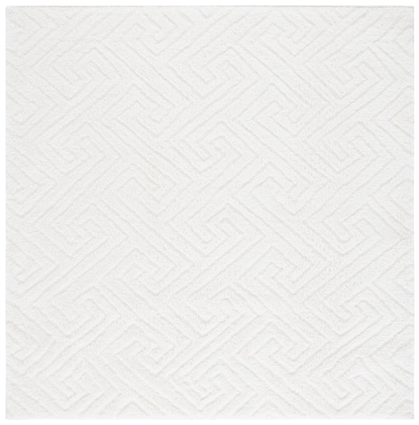 Safavieh Tahoe Luxurious Round Area Rug - Plush Power-loomed Geometric Design For Modern Elegance White 60% Polypropylene,Jute 40% Tho652a-3sq